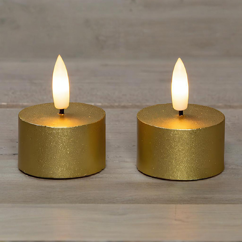 2'li Altın Alevsiz Tealight Mum Seti