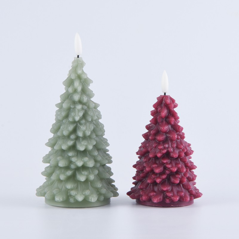 Yeşil Noel Ağacı Pille Çalışan Mum