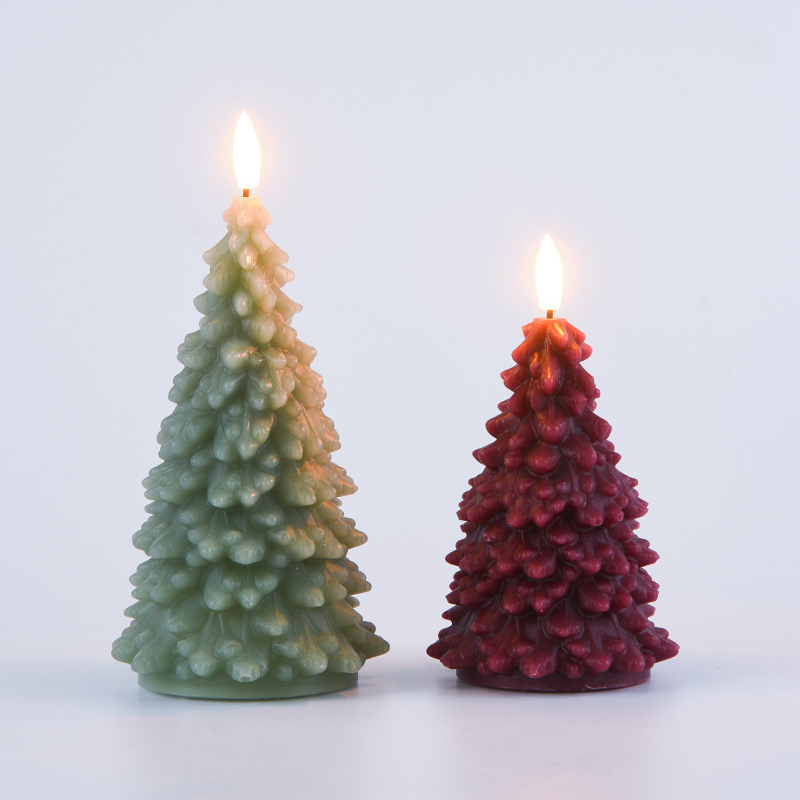 Yeşil Noel Ağacı Pille Çalışan Mum
