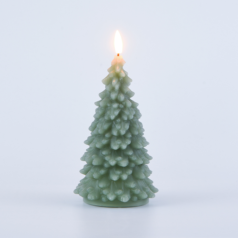 Yeşil Noel Ağacı Pille Çalışan Mum